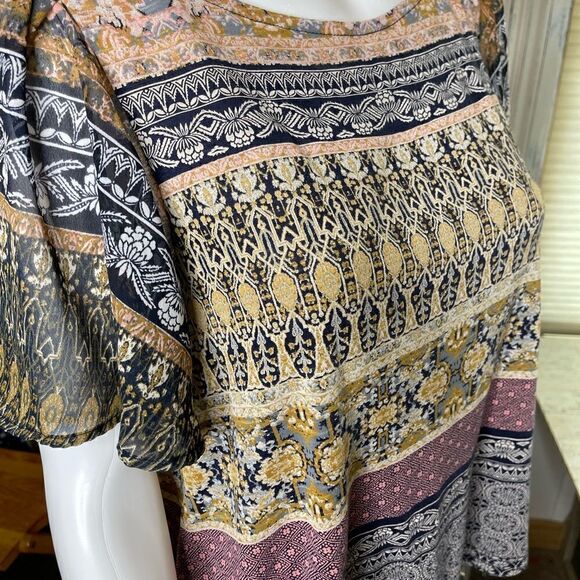 Lucky Brand Boho Flutter Sleeve Top Size Small - Picture 11 of 12